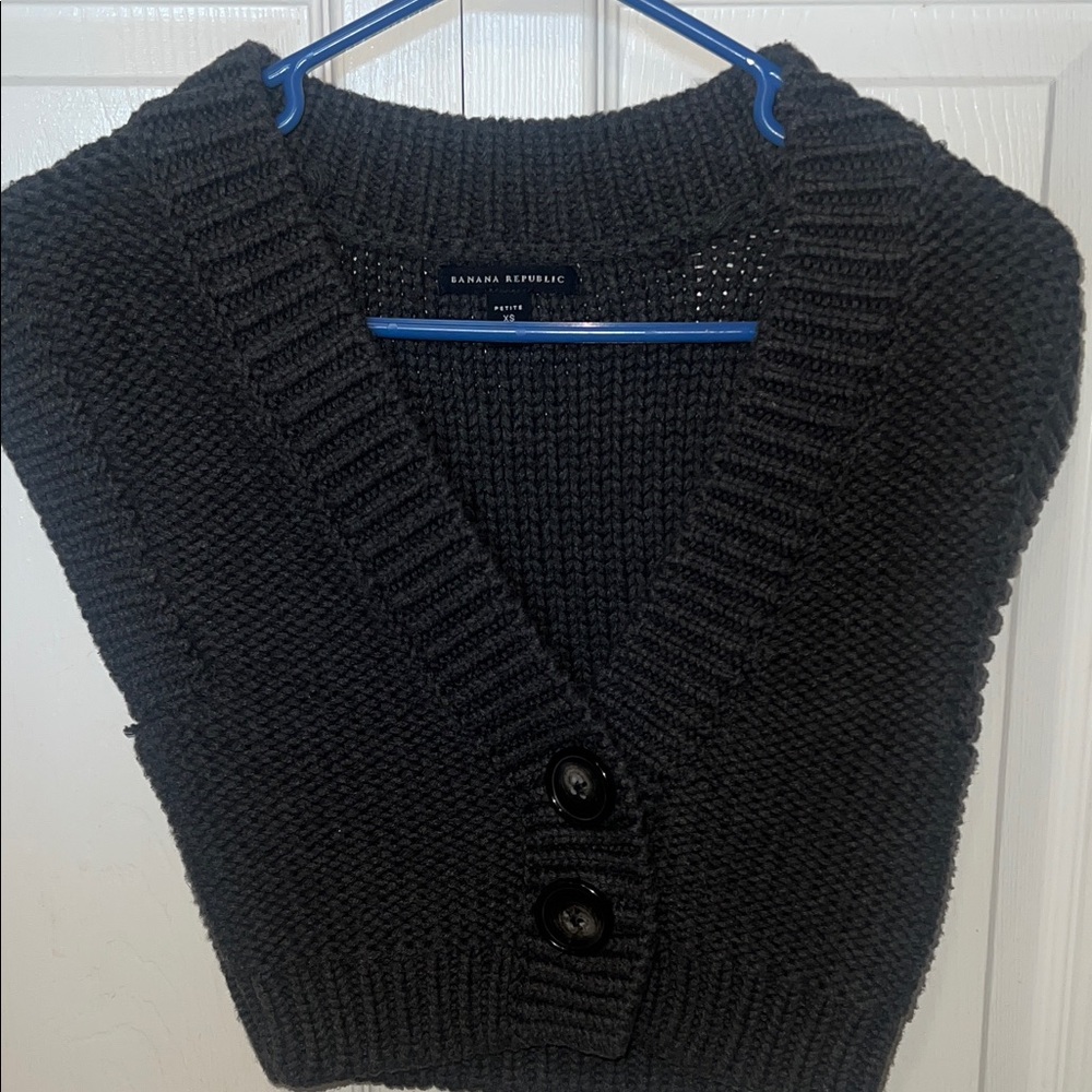 Banana Republic Black V-Neck Sweater Vest